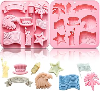 American Flag Silicone Mold, Patriotic Star Statue of Liberty Eagle Hat Fondant Molds, 4th of July Election Day Chocolate Cake Decorating Molds, Cupcake Toppers, Resin Sugar Craft
