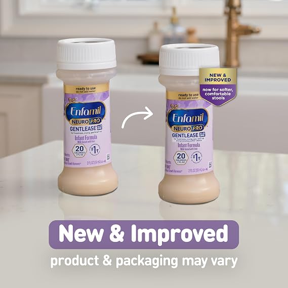 Enfamil NeuroPro Gentlease Ready-to-Feed with Smaller Proteins for Easy Digestion,Brain Supporting DHA, HuMO6* Blend, Baby Formula for easing Fussiness, Gas, Spit-up in 24hrs, 2 Fl Oz (6 ct), 4 Pack