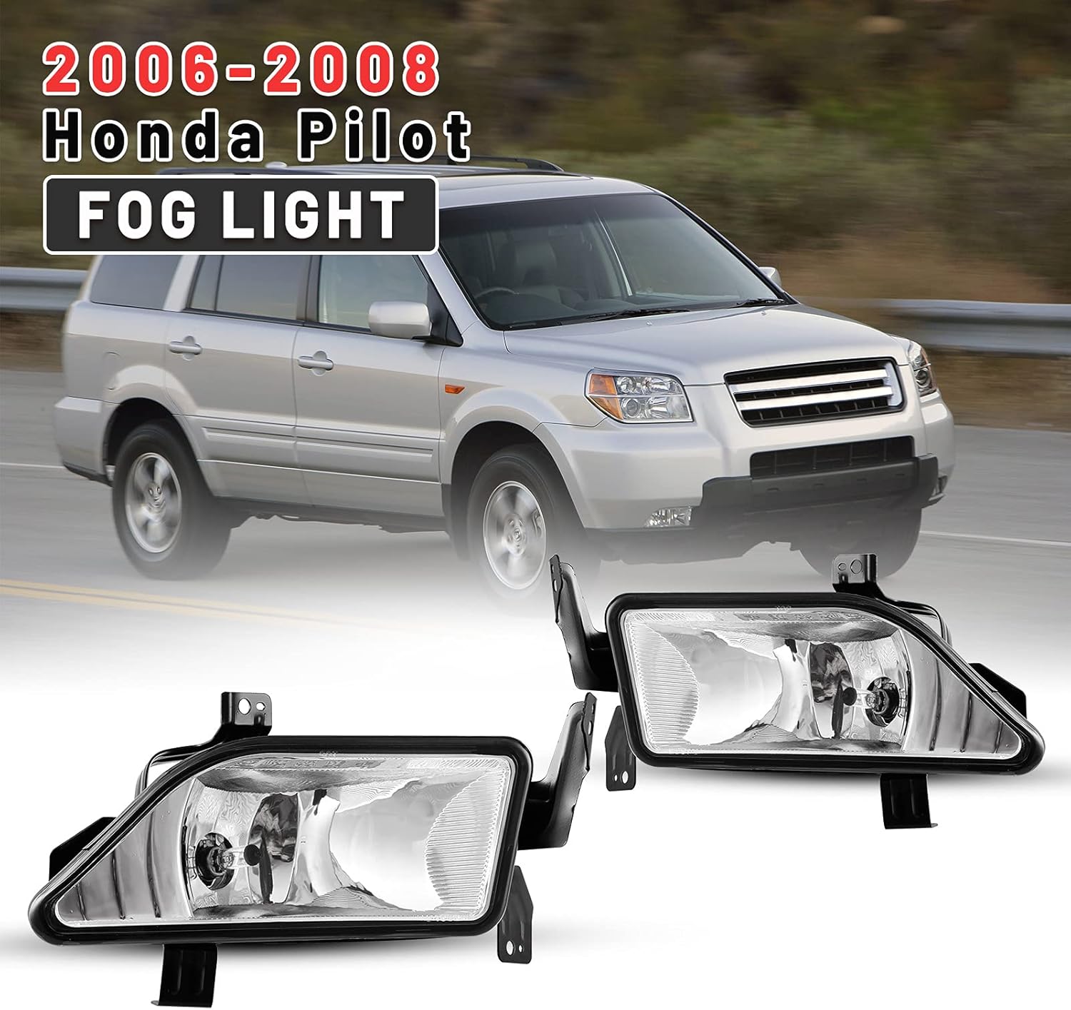 AUTOWIKI Fog Lights For 2006 2007 2008 Honda Pilot Lamp Driver Passenger Replacement Assemblies