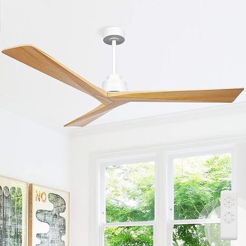 KAPOEFAN Ventilador de techo de 60 pulgadas sin luz, ventilador de techo de madera sin luz con control remoto, ahorro de energía silencioso con 6 disponible en Yaxa Peru