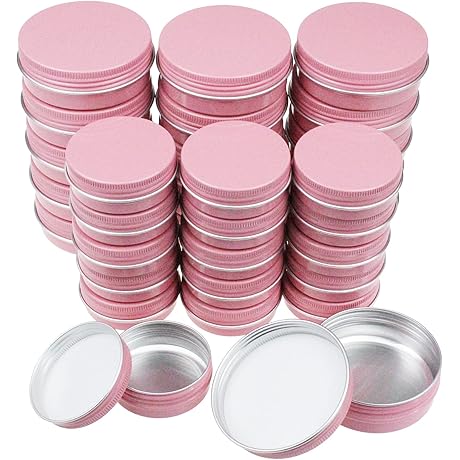 32 Pack Screw Lid Round Aluminum Tins (Pink)