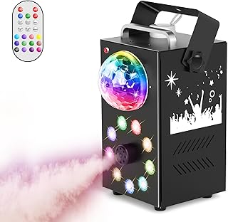 Smoke Machine, UKing 700W Fog Machine 9 LED Lights with Disco Ball, Multi-Function Remote Control with Strobe, Auto, Single color, Smoke Mode for Party Christmas Halloween DJ Stage Effect