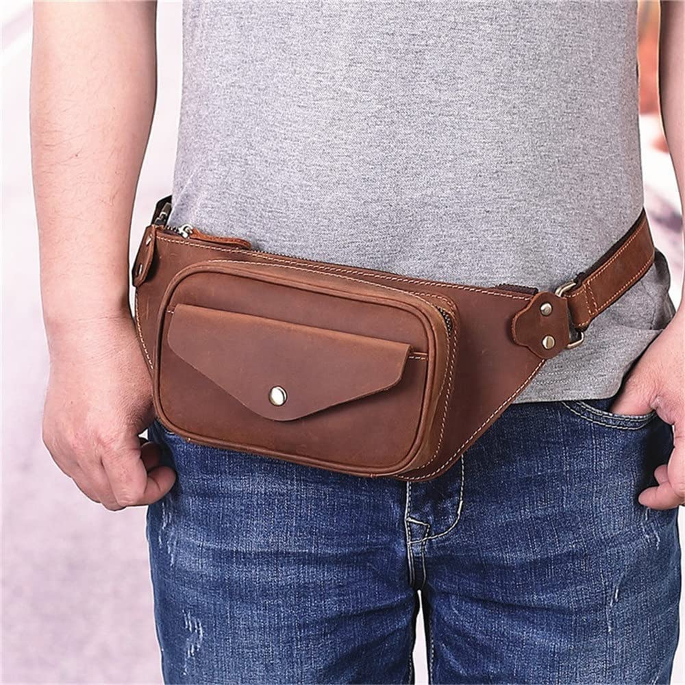 Skórzana Męska Torba Typu Crossbody Na Co Dzień, Podróżna, Etui Na Papierosy, Torba Podróżna Na Pas, Męska,Brown-35 * 14 * 7cm