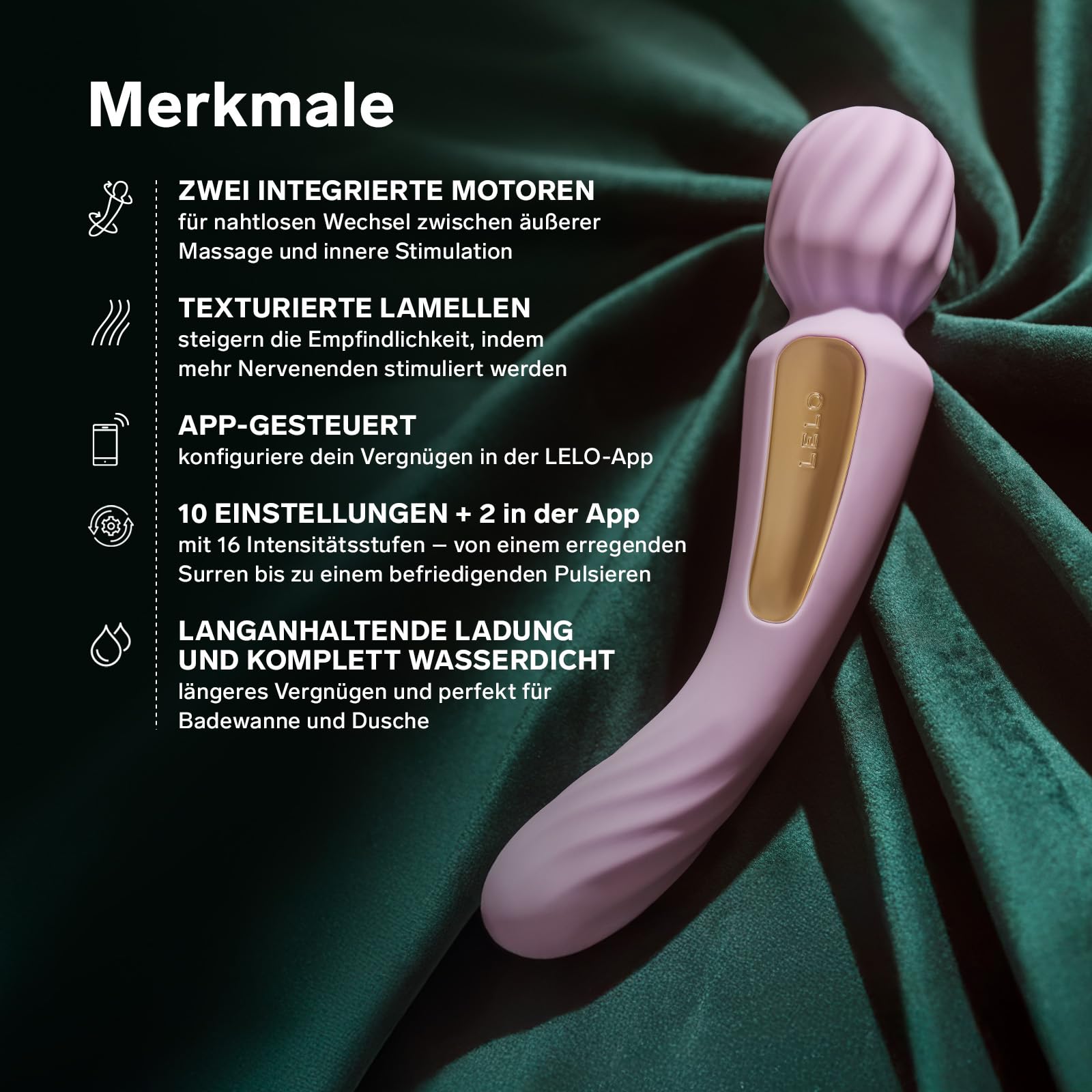 LELO SWITCH Massagestab Sex Spielzeug für die Frau mit Bluetooth-App und 12 Lusteinstellungen, Dildo Vibrator, Vibratorensets für Frauen Klitoris Sexspielzeug Frau, Sex Toy, Doppelvibrator (Lilac)