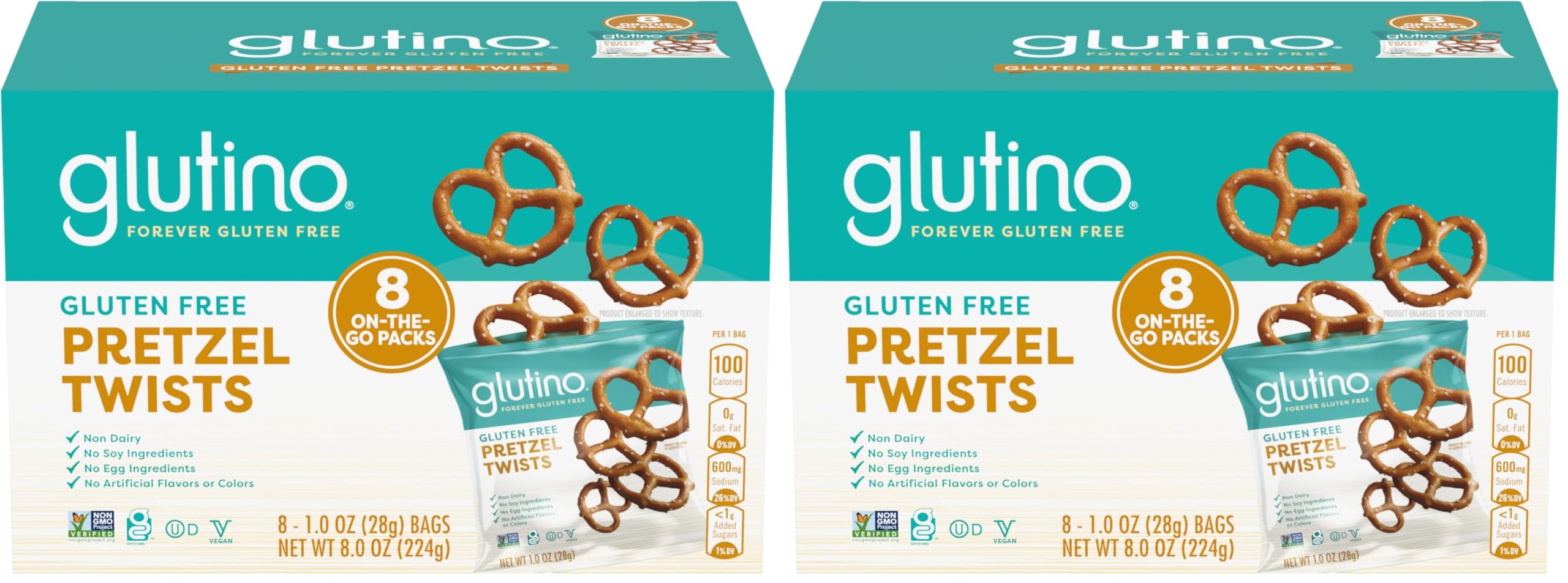 Gluten Free Pretzel Twists, Gluten Free Snacks, 1 oz. 8-Count (Pack of 2)