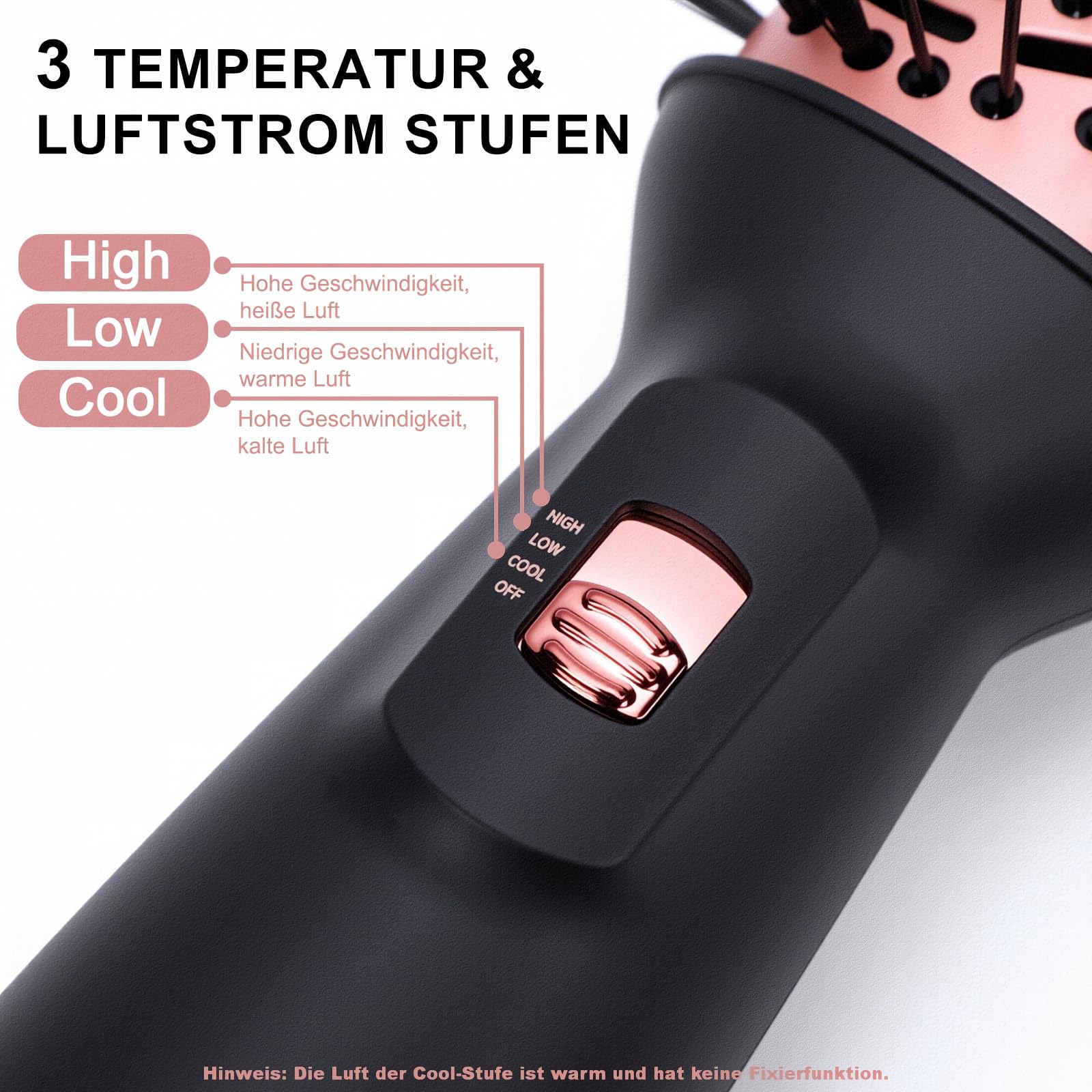 Reise Warmluftbürste, Dual Voltage, Leicht (275g) | 3 Temperaturstufen, 700W Rundbürstenföhn, Föhnbürste Mit Aufbewahrungstasche & hitzebeständigen Handschuhen