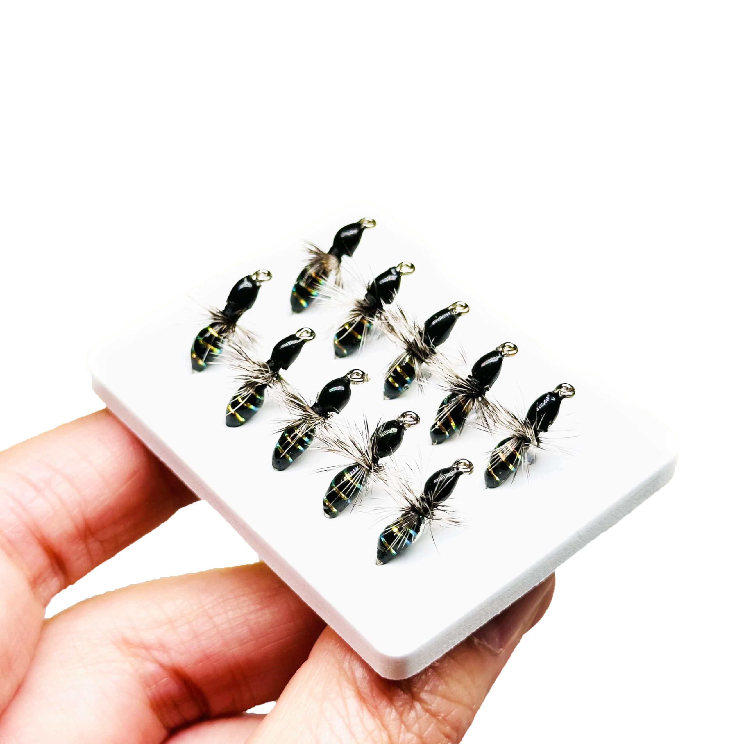 Qitewwrme 10Pc Hand-Tied Fly Flies Fly Fishing Lure/Hooks Wet Flies Bionics Griffiths Artificial Bait Fishing for Trout, Bass and Salmon for in Rivers Lakes (Black) — image 1