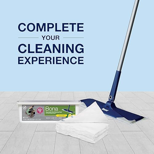 Miniatura 5 de Bona Almohadillas desechables de limpieza húmeda para suelos de superficie dura, aroma a menta y limón, 12 unidades (paquete de 1)