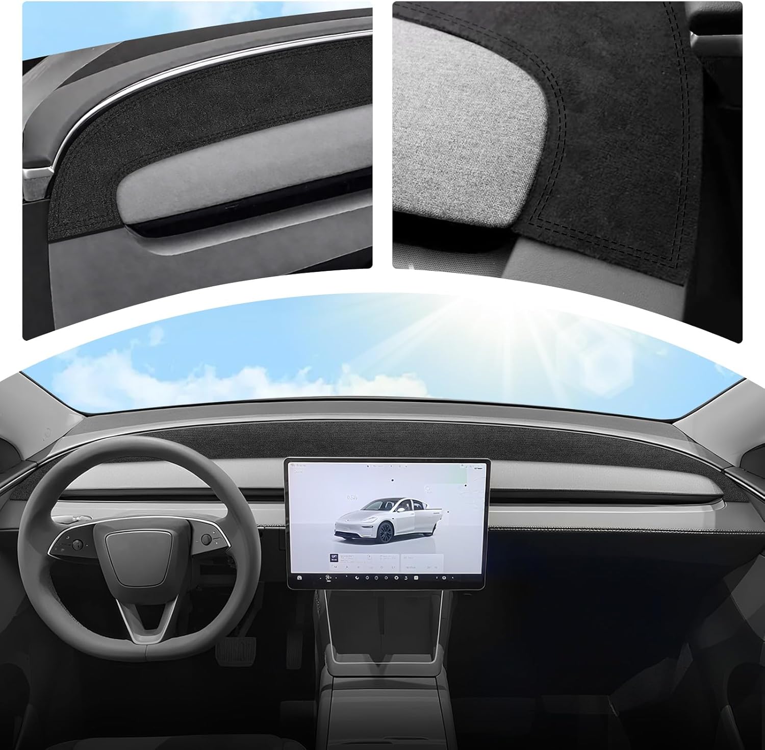 Dashboard Cover for New Model Y Juniper 2025 2026 Flannel Dash Board Cover Dash Mat Protector Compatible with Tesla Model Y Juniper Interior Dash Covers No Glare Model Y J uniper Accessories