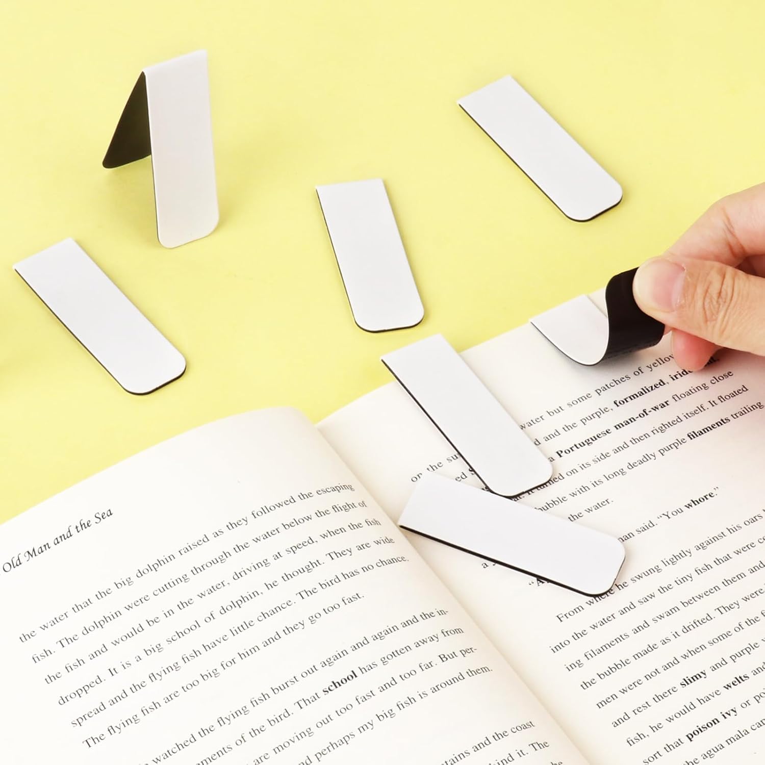 48 Pieces White Magnetic Bookmarks Book Marker Clip Sublimation Bookmarks, Magnetic Page Markers Clips for Kids Students Teachers Classroom Office Reading Book Lovers Supplies image 4