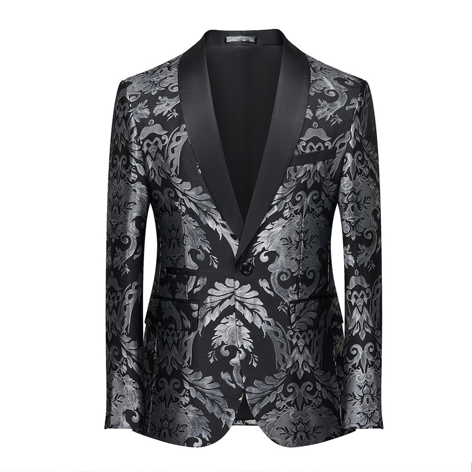 Generico Blazer Casual de Lujo de los Hombres Slim Fit Paisley Floral Jacquard Suit Chaquetas Abrigos Elegantes Chaquetas Chic Chaqueta Ball Enmascarado Chaqueta De Los 80 de Discoteca Vintage Blazer