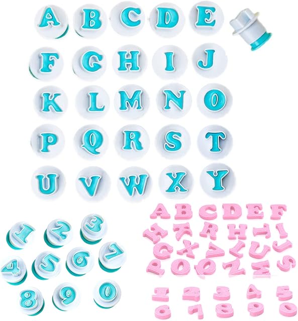 36pcs Alphabet Cookie Cutter Letters Fondant Cake Decorating Icing Cutters, DKDDSSS Fondant Alphabet Letter Cutters and Number Baking Mold for Baking Pie Birthday Christmas Party Cake Decoration