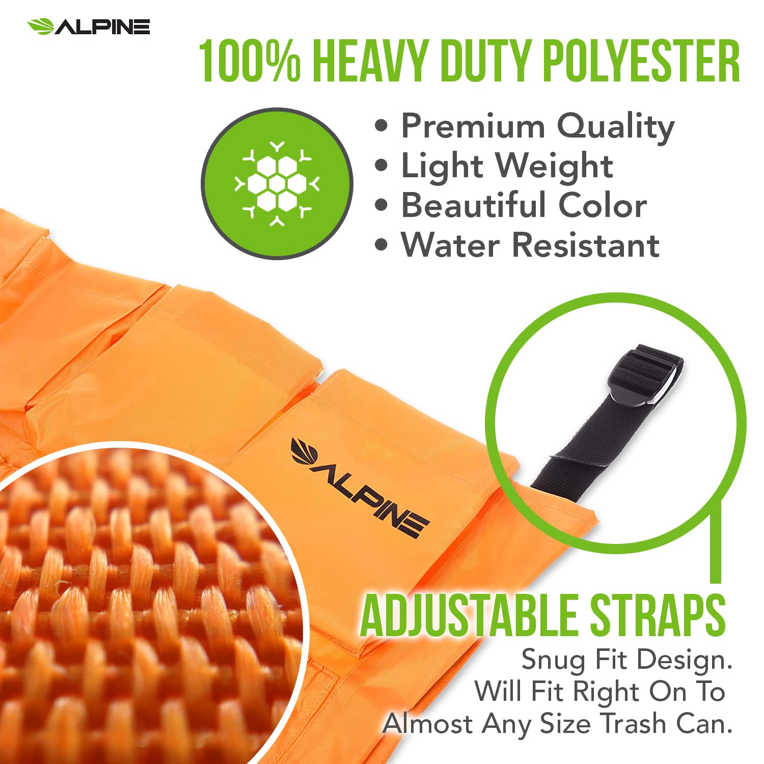 Alpine Industries Sac poubelle pour grandes poubelles rondes et carrées – Très résistant 100 % polyester – Léger et résistant à l'abrasion à séchage rapide