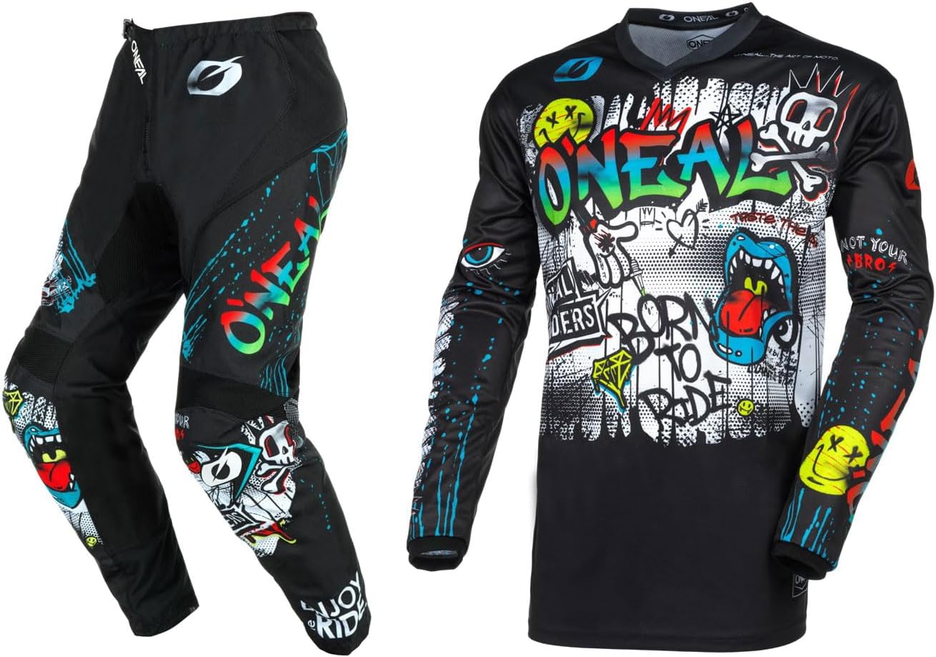 O'NEAL 2024 Element Rancid Motocross Offroad Jersey Pant Combo (Black/White, X-Large/34)