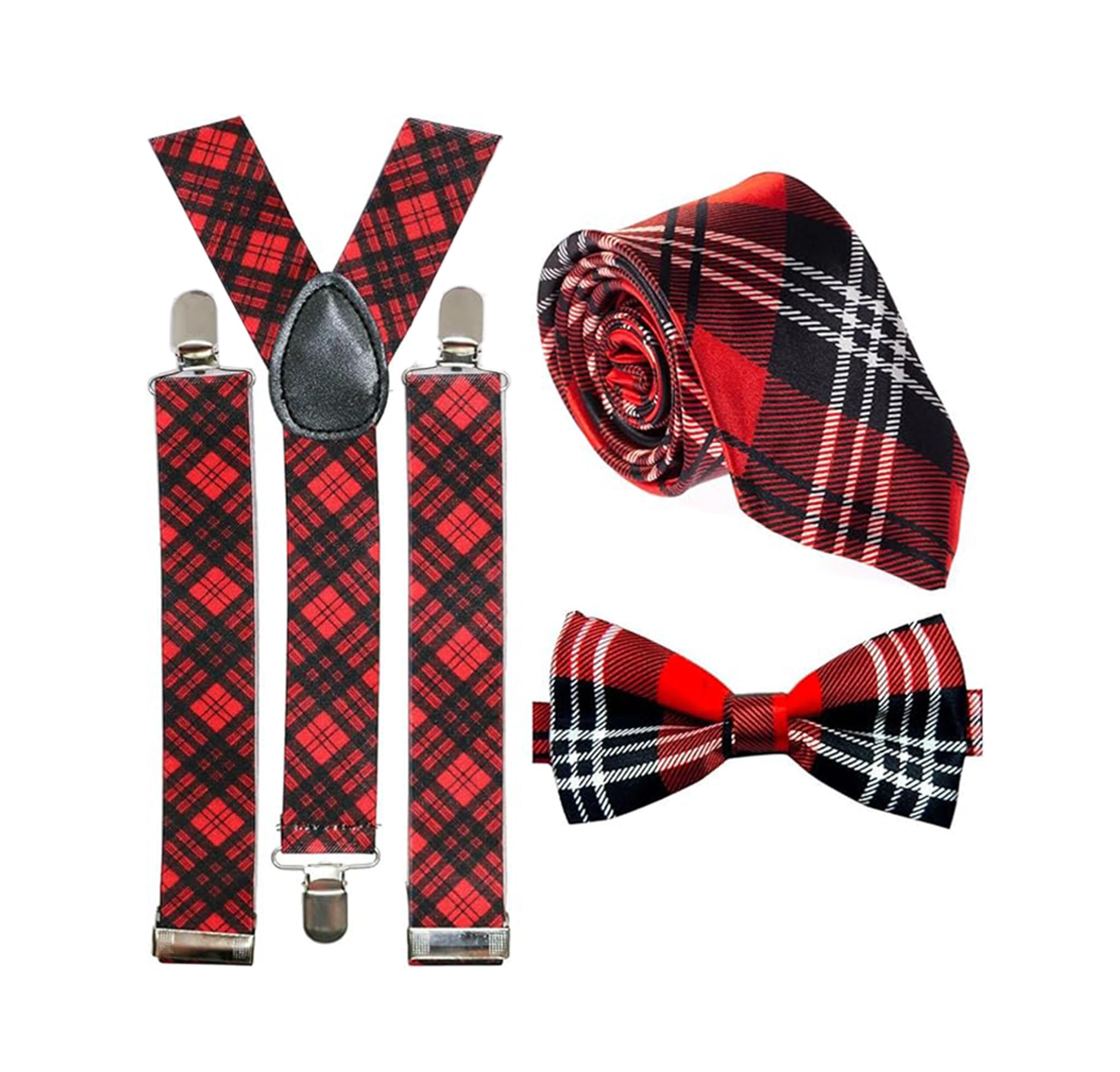 RockParty Robert Burns Night Scottish Tartan Braces, Tie & Bow Tie Set - Perfect for Celebrating Scotland's Heritage