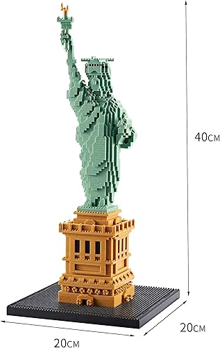Miniatura 6 de KLMEi Estatua de la Libertad - Juego de construcción de microbloques para adultos, modelo arquitectónico famoso de Nueva York, juguetes para niños
