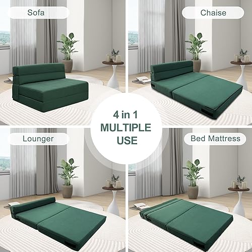 Miniatura 52 de ANONER - Sofá cama plegable, con almohada, tamaño individual, color gris claro Gris claro,Gris oscuro,Verde oscuro,Peluche gris oscuro