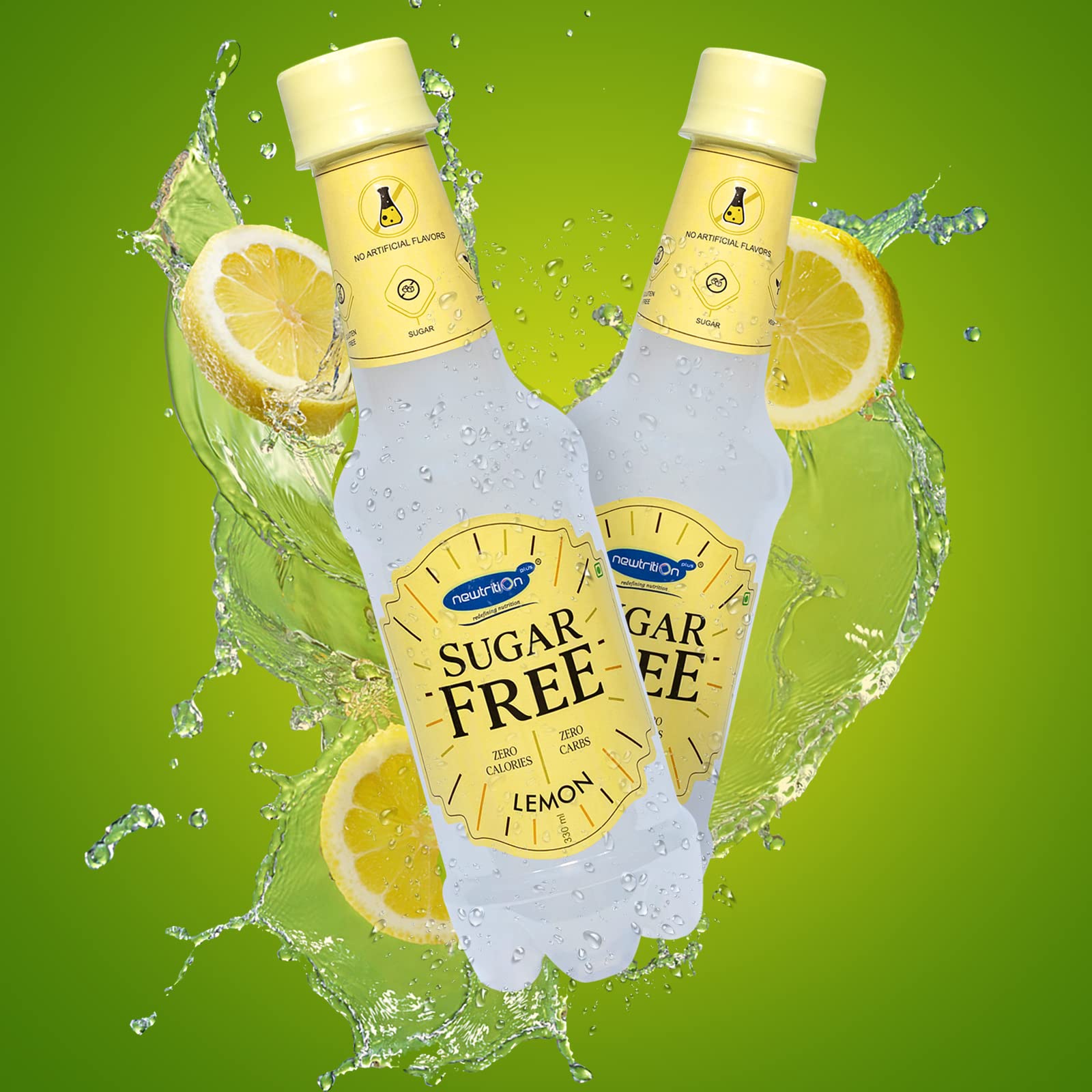 Newtrition Plus – Redefining Nutrition LEMON SODA Drink | 100% Sugar Free | Zero Calories | Zero Carbs | Vegan | Gluten Free (Pack of 6) – 330 ml each