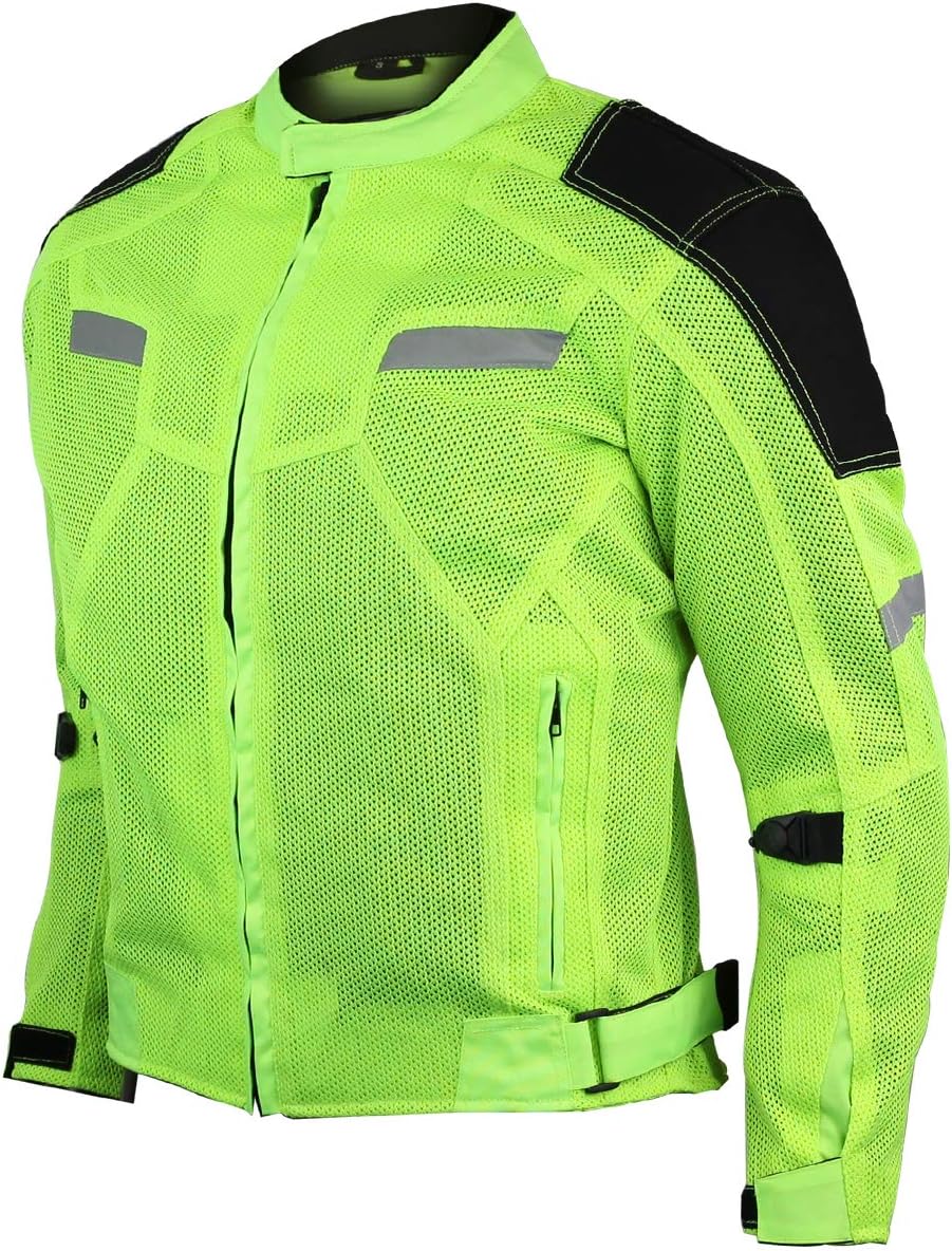 Vance Advance Lightweight Mens All Weather Season CE Armor Mesh Motorcycle Jacket (Black, 2XL) : Automotive
