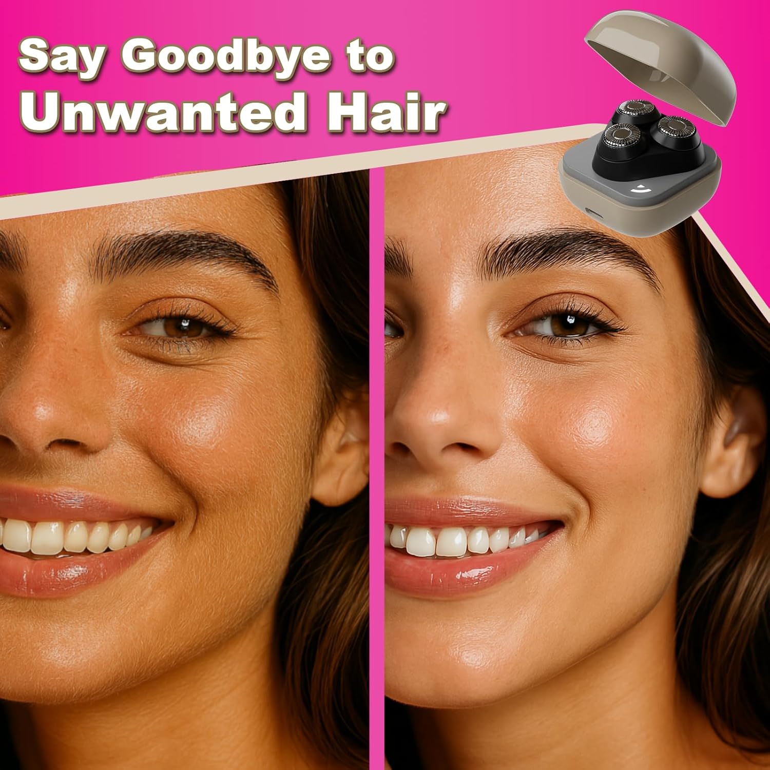 Youbella Facial Hair Removal for Women, 3D Floating Blade Rotary Razor, Wet/Dry Electric Shaver, Portable & USB Rechargeable Epilator Hair Remover for Face, Upper Lip, Chin, Arms & Legs (Beige) - Image 3