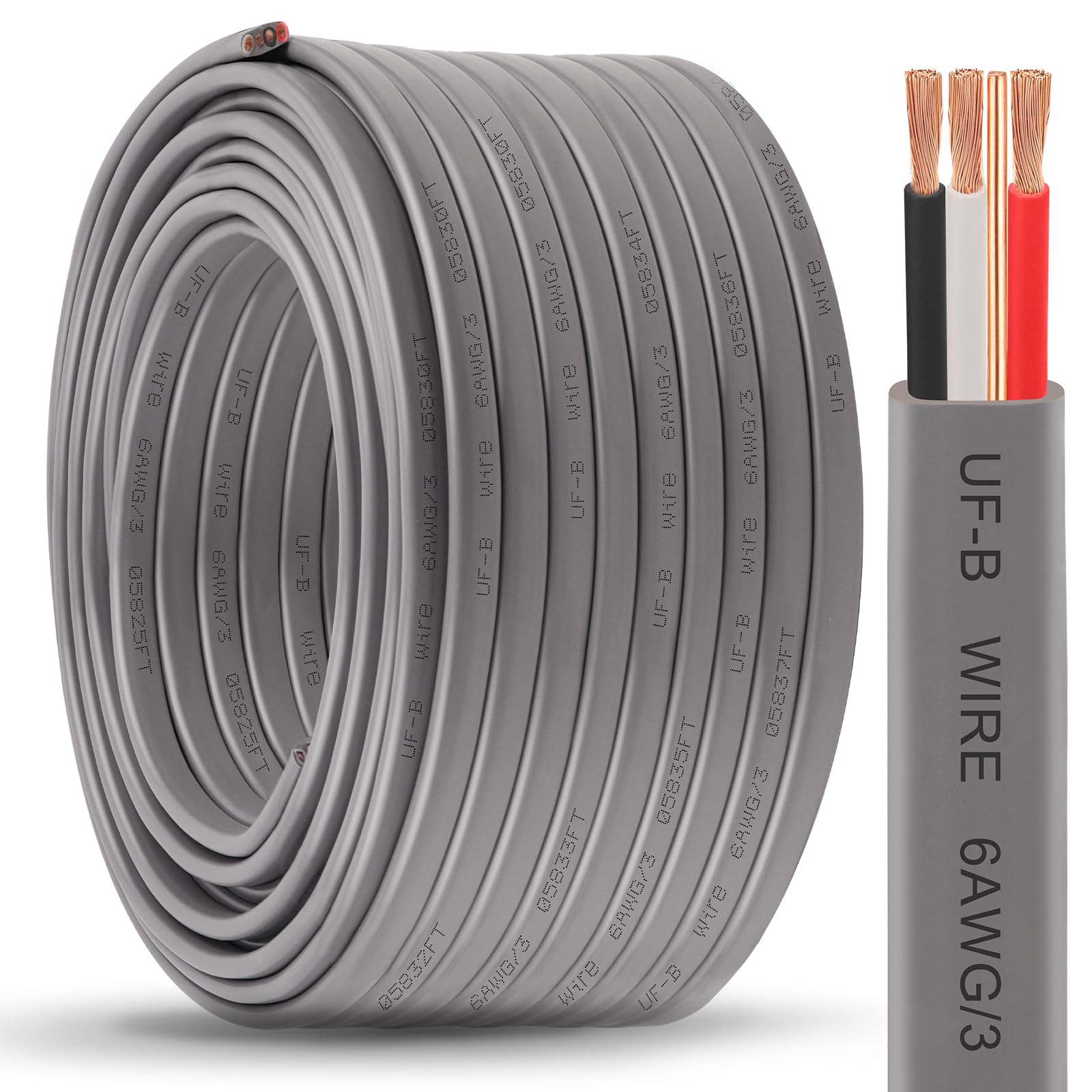 Photo 1 of YDDECW 6/3 UF-B Wire - 100ft 6AWG Copper Direct Burial Cable
