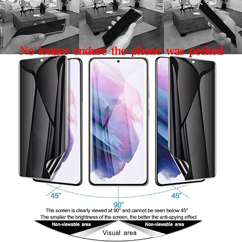 Miniatura 2 de Paquete de 2 Protector de pantalla de privacidad para Galaxy S21 Plus protector de pantalla de TPU con cobertura completa antiespía compatible con