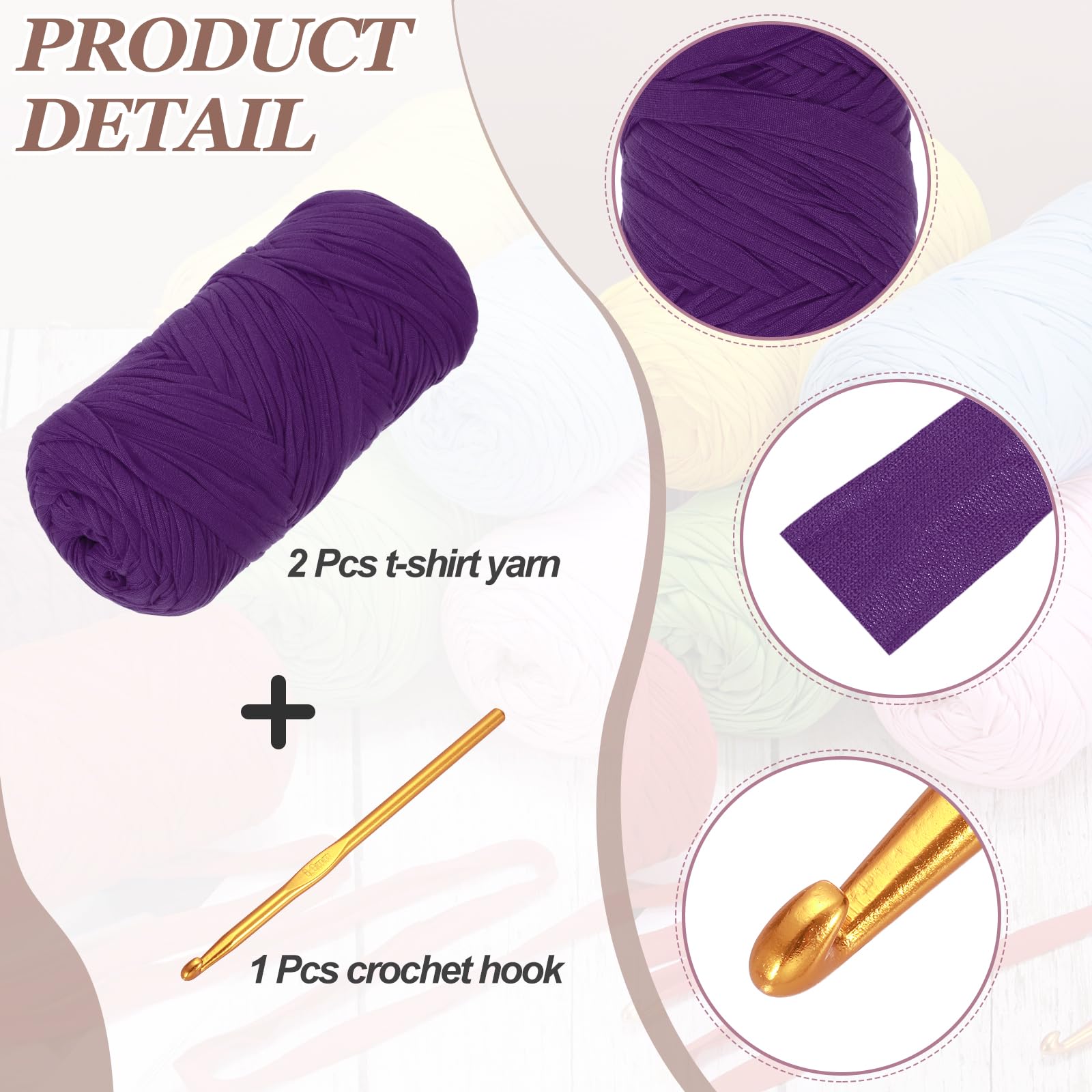 PATIKIL T-Shirt Yarn for Crocheting with 1 Crochet Hook - Image 3
