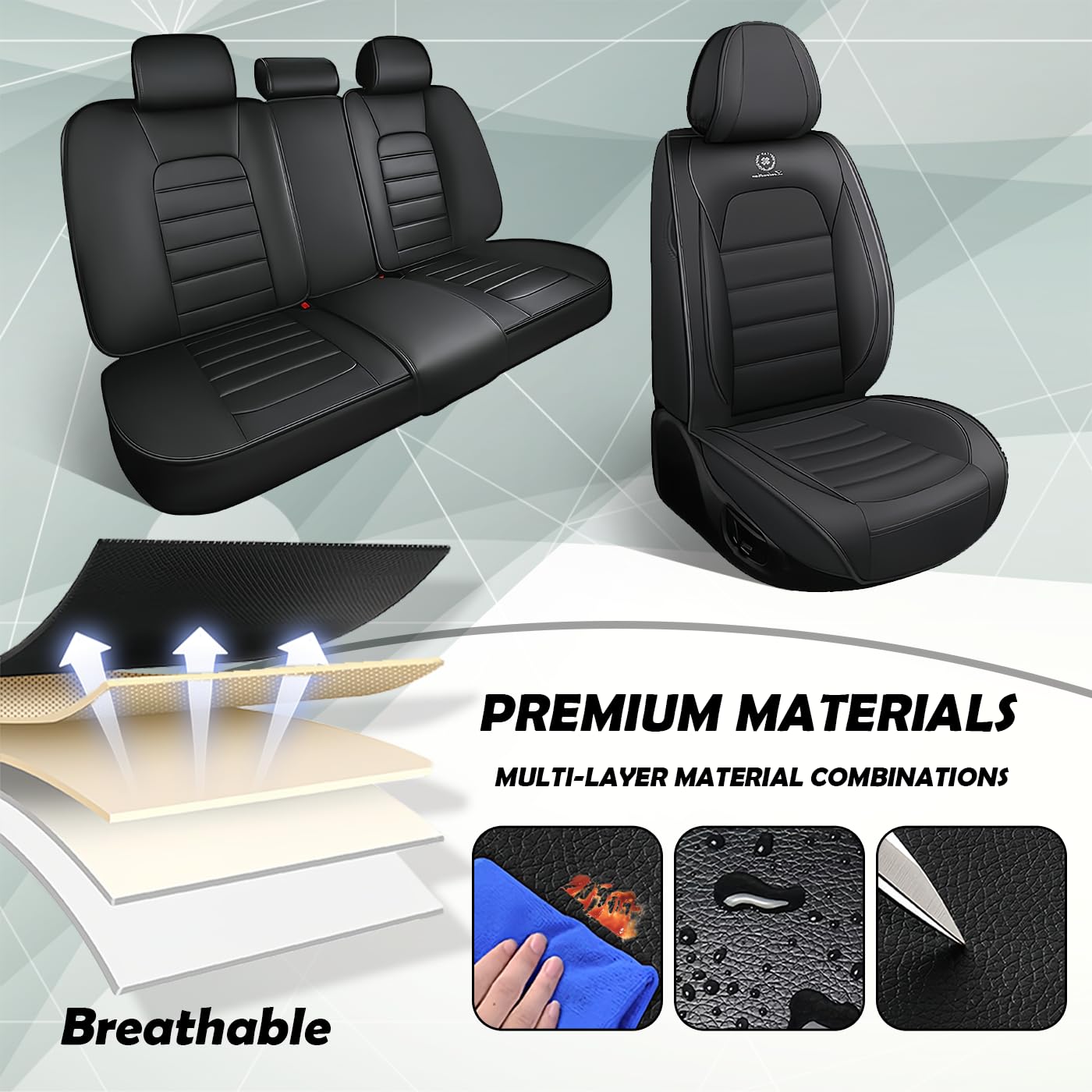 Juego De Fundas Delanteras Para Asientos De Auto En Lona Negra Impermeable - Universal, Ideal Para Ford Ranger Y Otros