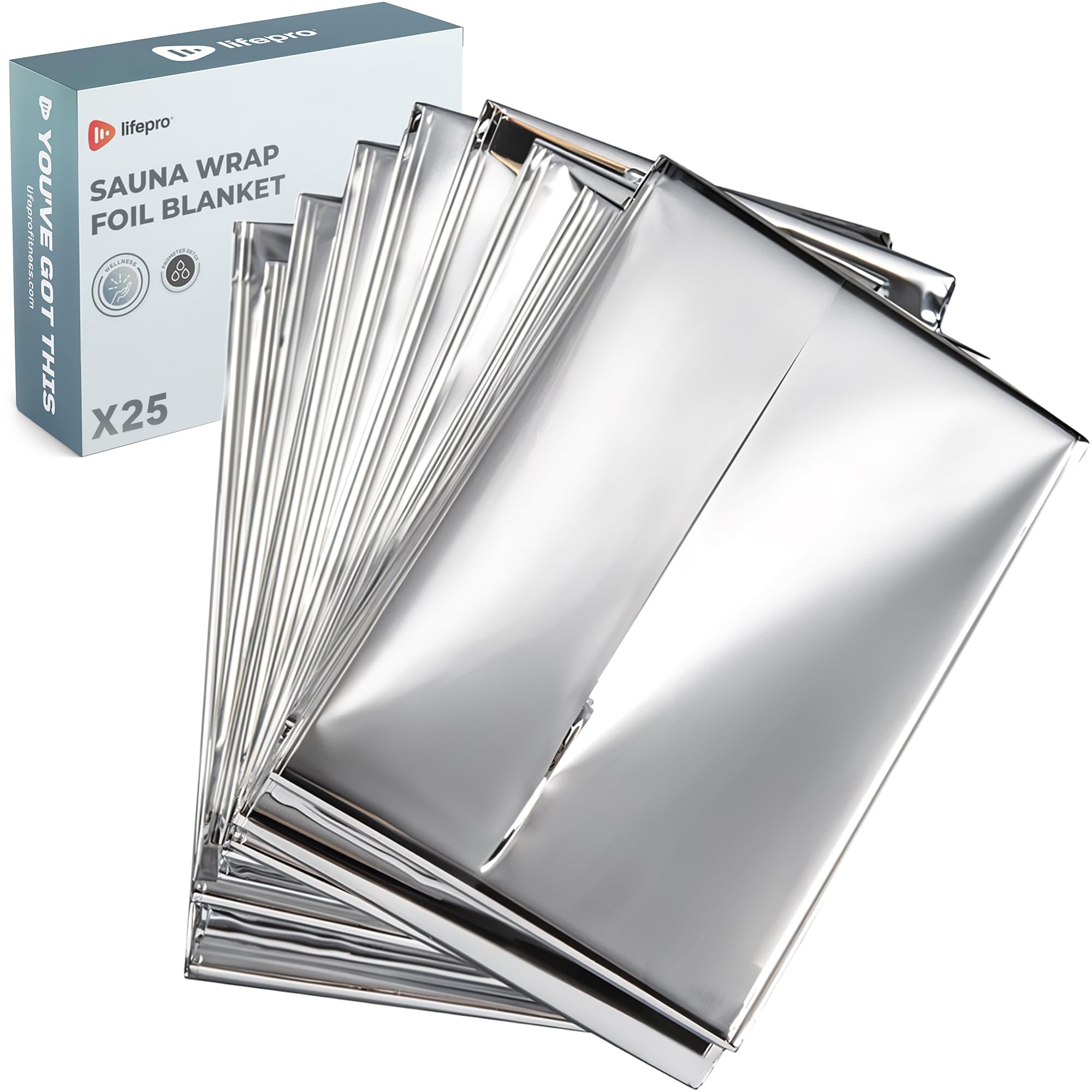 LifePro Sauna Wrap Foil Blanket - Disposable Non-Toxic Thermal Blanket Foil Wrap - for Max Body Heat Retention, for Use with Far Infrared Sauna Blanket Therapy - 63" x 82.5"