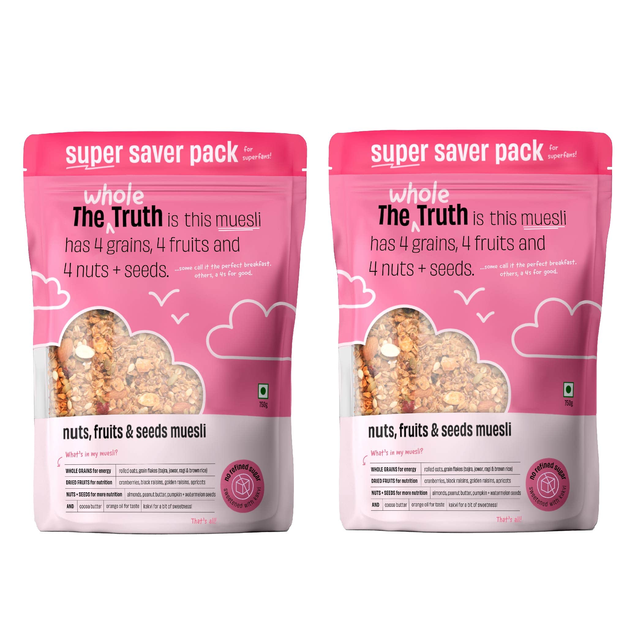 See full amazon price history chart for The Whole Truth - SUPERSAVER Breakfast Muesli Combo - Nuts, Fruits and Seeds - 750g - Pack of 2 The Whole Truth - SUPERSAVER Breakfast Muesli Combo - Nuts, Fruits and Seeds - 750g - Pack of 2 (B09ZTSLJVV) Amazon Price History, Amazon Price Tracker