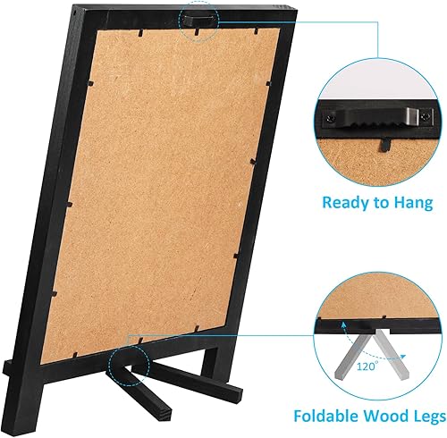 Miniatura 3 de Letrero de pizarra rústica, soporte de mesa de 15 x 12 pulgadas y exhibición para colgar en la pared, marco de madera de pino maciza con superficie