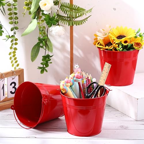 Miniatura 10 de Rtteri 24 cubos pequeños de metal con asa, mini cubos a granel para recuerdos de fiesta de Pascua, soporte para lápices de aula, maceta, cesta para