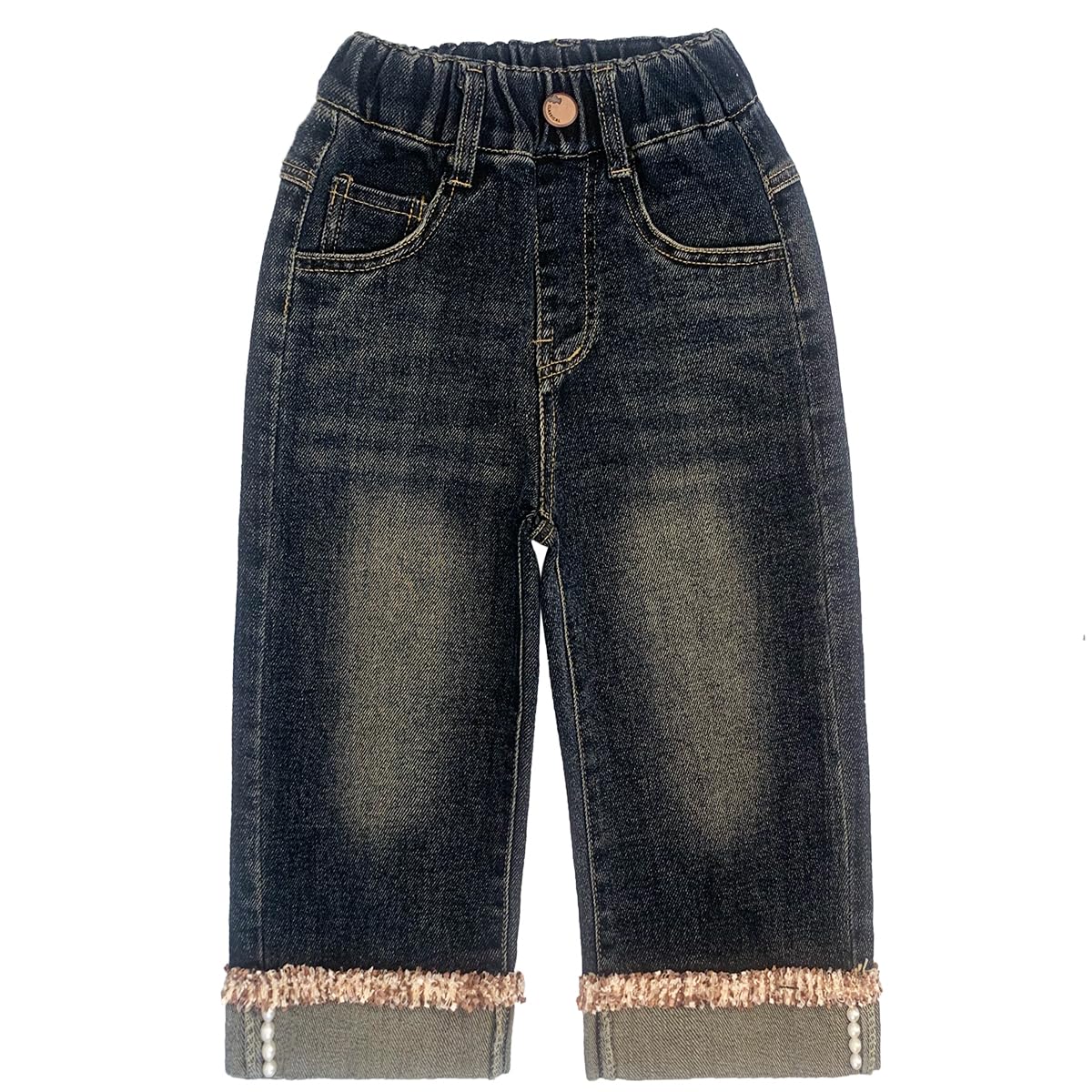 Peacolate 2-7ans Printemps Automne Petites filles 2pcs Set Vêtements Cœur Pull et Jeans Droit
