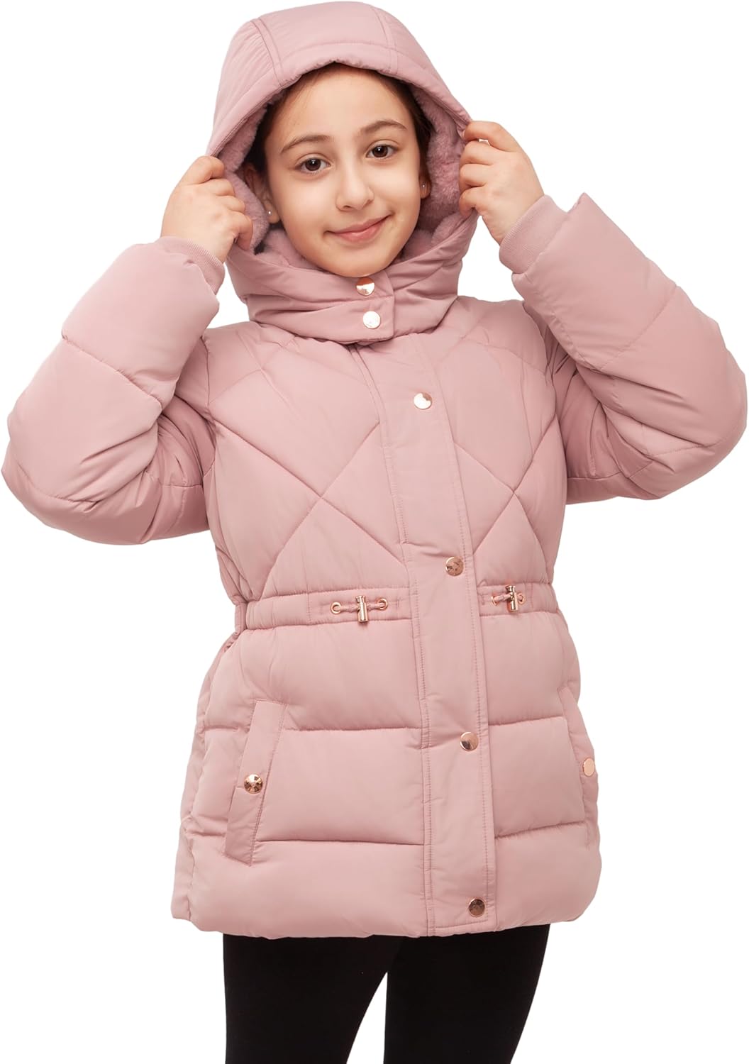 Rokka&Rolla Girls' Water-Resistant Long Puffer Jacket Winter Coat with Faux Fur-Lined Hood - Image 4