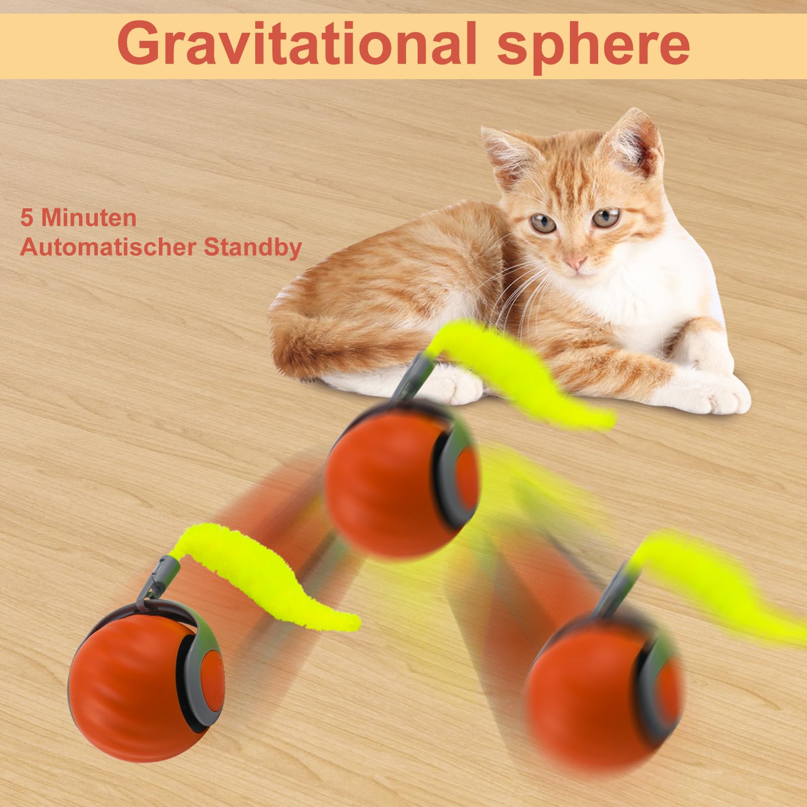 Gerbala Palla Elettrica Per Gatti E Cani - Giocattolo Interattivo Automatico Con Ricarica USB - Foto 10