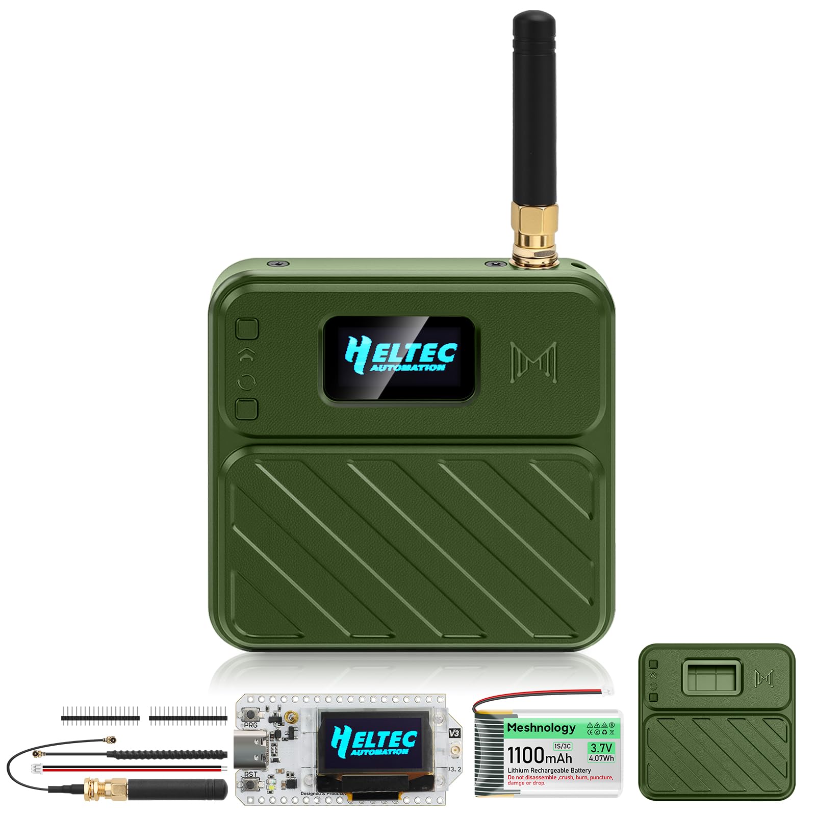 ESP32 LoRa V3 Dev Board con antenas de 863-928 MHz + Batería de 1100 mAh + Caja Meshtastic ESP32-S3 CP2102 WiFi integrada Bluetooth OLED para Arduino LoRaWAN IOT (N32 Plus, verde)