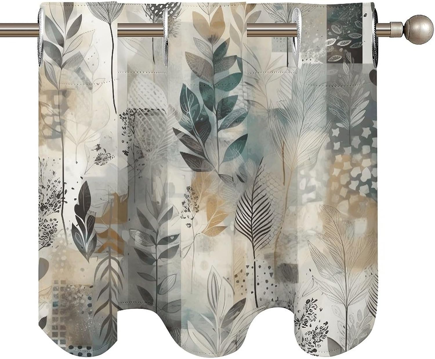 Distressed Pattern Curtain 2 Panels, Polyester Fiber, Blackout Insulated Window Curtain, Curtain Valance for Kitchen Dining Room Living Room Cafe Small Window 52 * 18.1 Inches