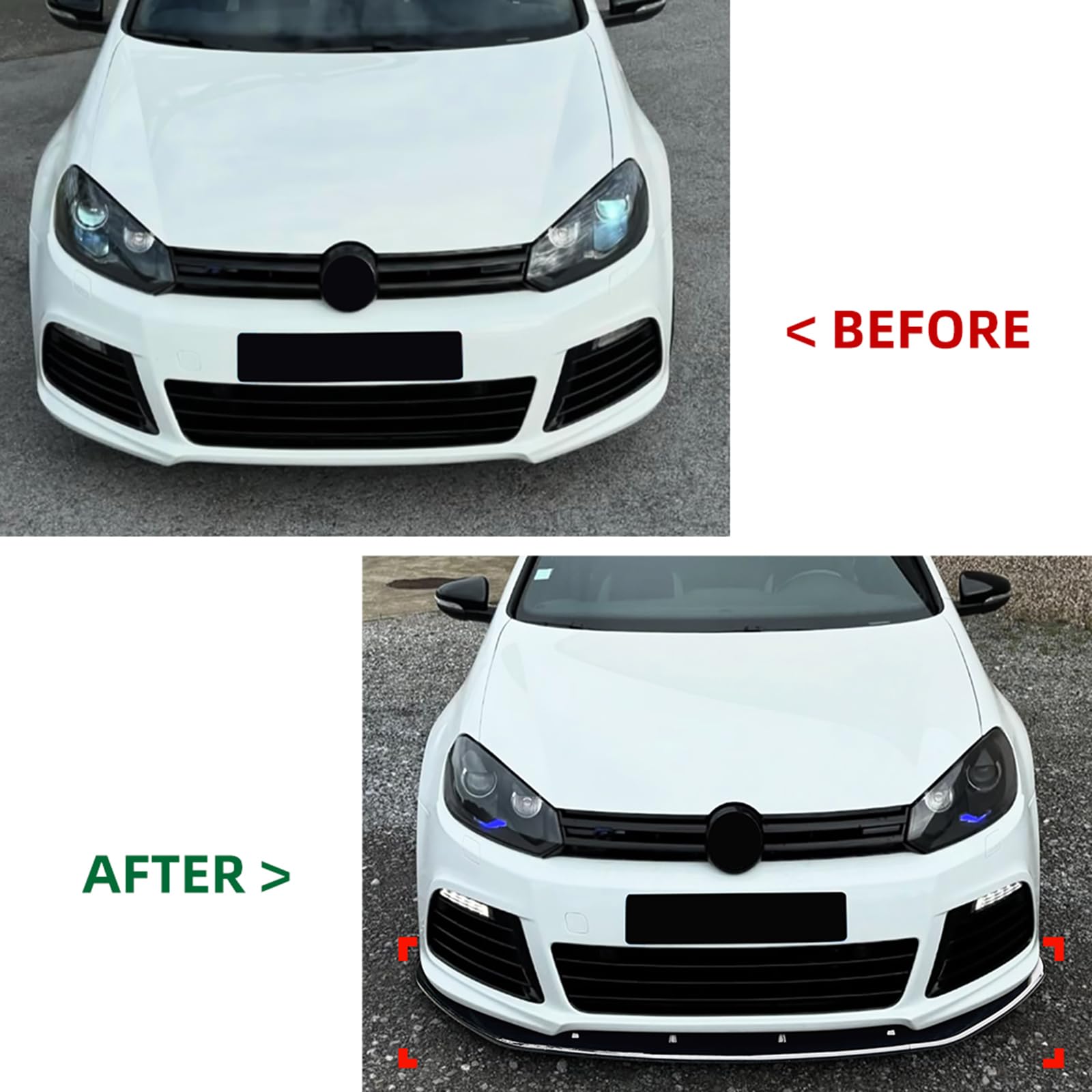 Kit spoiler paraurti anteriore per Volkswagen VW Golf 6 MK6 R 2010 – 2013 nero lucido, effetto fibra di carbonio