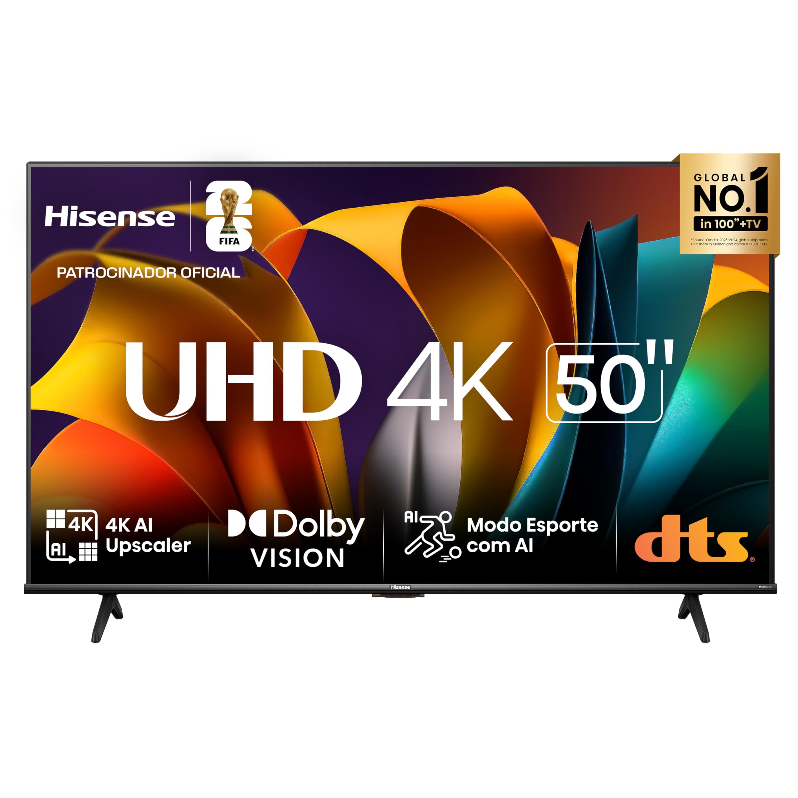 Hisense Smart TV UHD 4K DLED 50" Polegadas 50A6N com HDR10+ Dolby Vision Game Mode Controle por Voz Alexa Built-In AirPlay