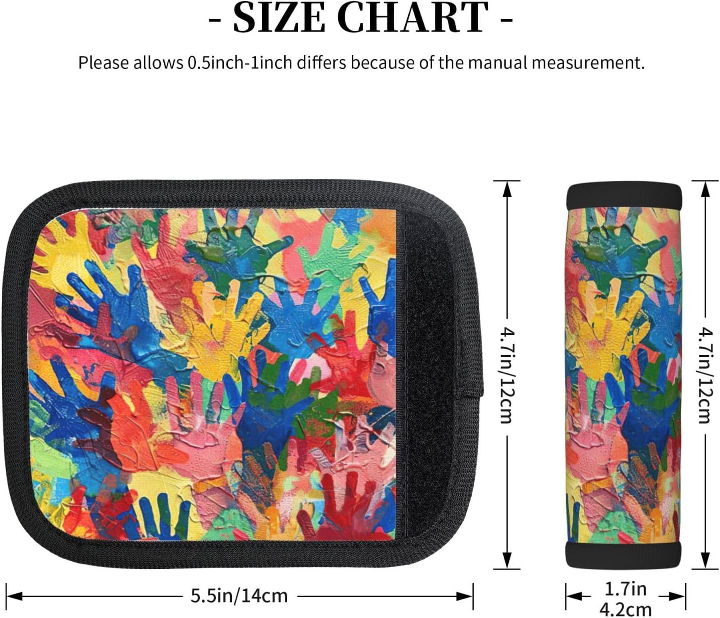 Kids Hand Print Print Luggage Handle Wraps Luggage Identifiers Soft Neoprene Luggage Handle Wraps for Suitcase Trolley Handle Grip Cover 2 Pack Luggage Tags