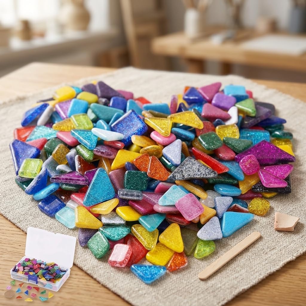 Crystal Decoration 230 Pieces Glass Irregular Glitter Tiles Set