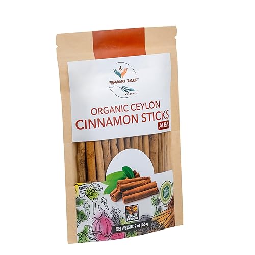 Miniatura 5 de Palitos de canela de Ceilán orgánica de primera calidad, 2 onzas (1.98 oz), grado Alba, (4 pulgadas cortadas de 20 a 24 varillas), certificado por