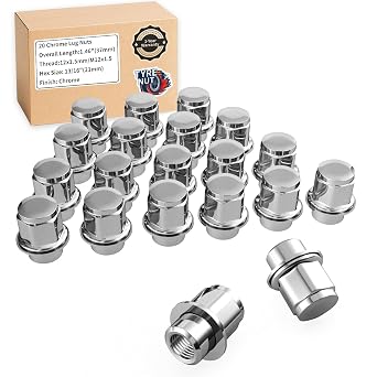 20Pcs M12x1.5 OEM Wheel Lug Nuts, Length 1.46 Inch Hex 13/16 21mm Compatible with Toyota Avalon Camry Corolla Sienna Lexus, Factory Closed End Mag Seat Lug Nuts Chrome