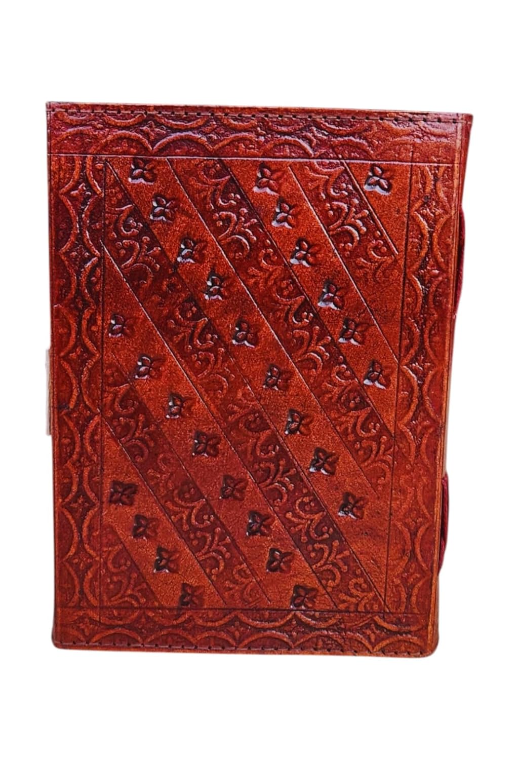 Leather Journal with Lock Handmade Rose Embossed Diary for Women & Girls Vintage Notebook with Unlined Paper Gift for Writers, Travelers, Artists Rustic Brown (Rose 7X5)