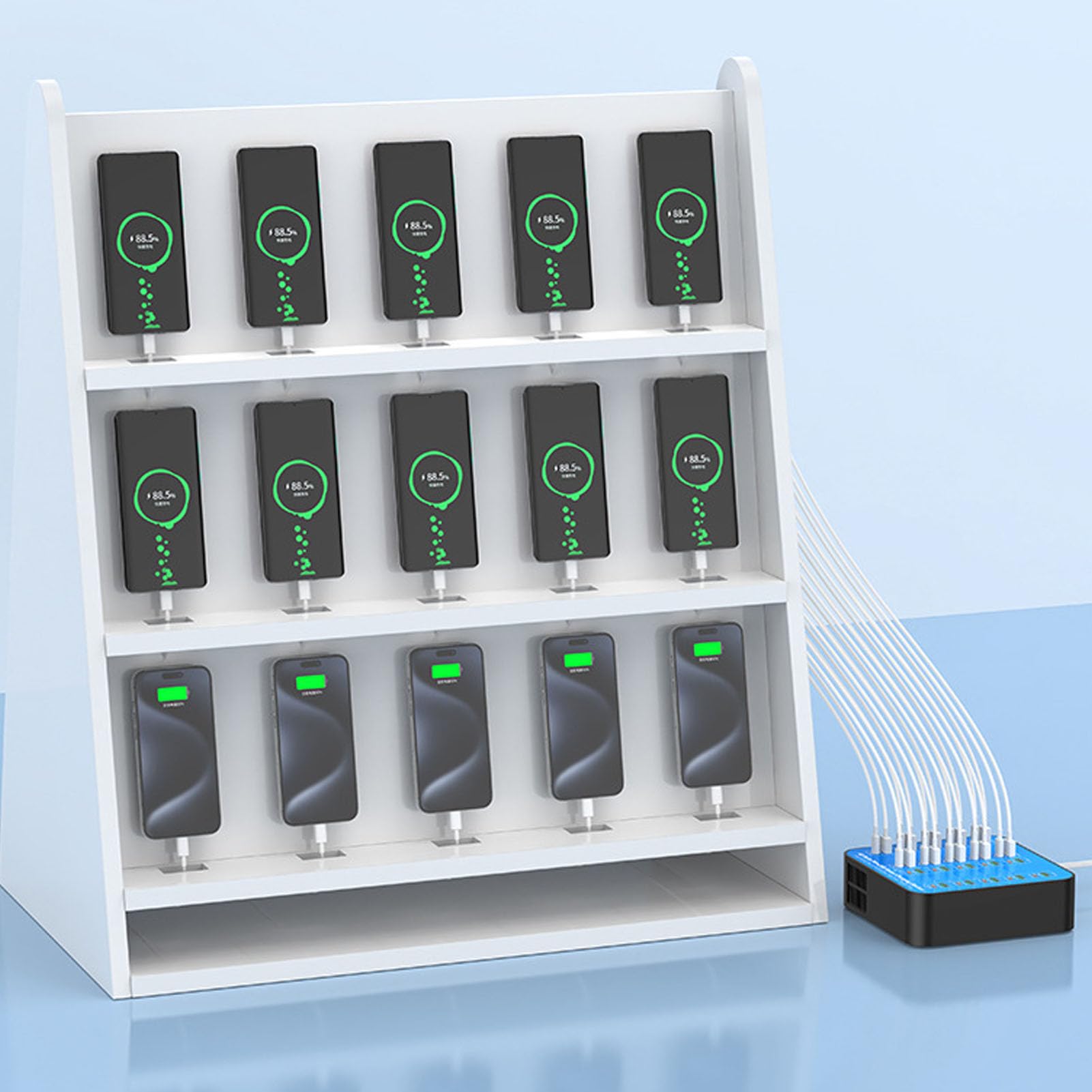 Sxhlseller Stazione di Ricarica USB a 20 Porte con Ricarica Rapida 20 PD, Caricabatterie Multidispositivo da 400 W per Smartphone, Laptop, Tablet, Doppie Ventole di Raffreddamento, per (Spina europea)