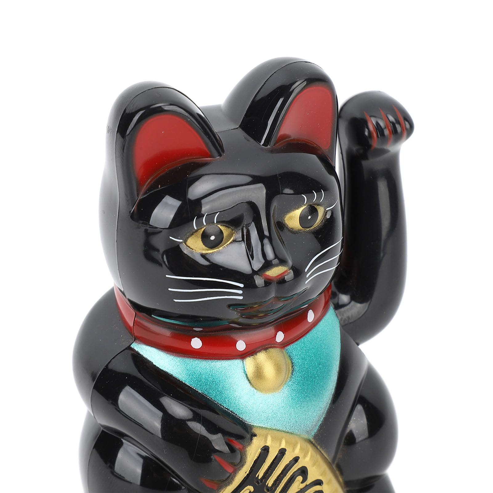 Greensen Maneki Neko Machający Kot, Zasilany Bateriami, Talizman Szczęścia, Śliczna Figurka Dekoracyjna na Biurko, Akcesoria do Mieszkania, 10,5 cm