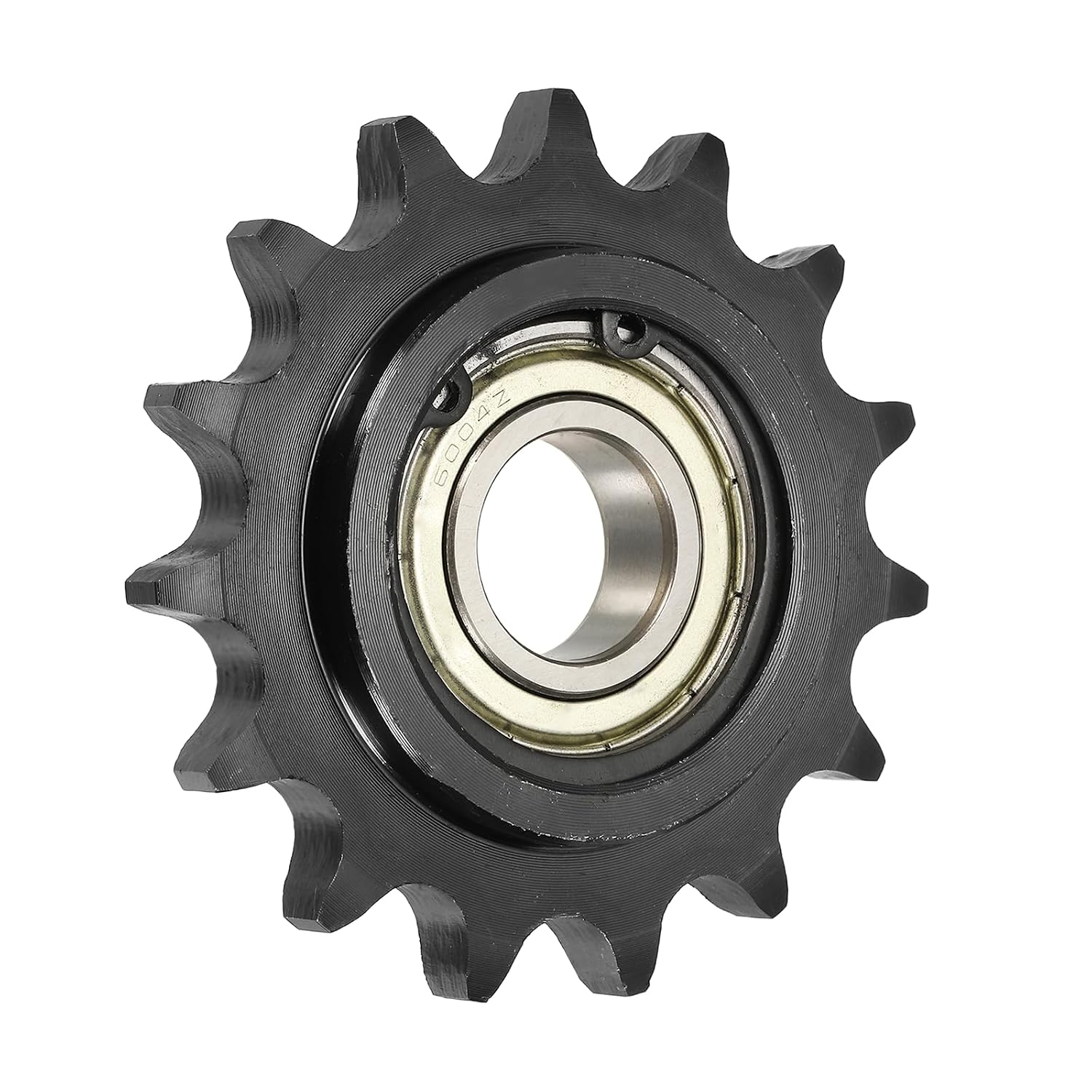 uxcell #50 Roller Chain Idler Sprocket, Type C 25mm Bore 5/8" Pitch 19 Tooth Tensioner, Black Oxide Finished 1045 Steel with Insert Single Bearing for ANSI #50 (DIN/ISO 10A) Chains
