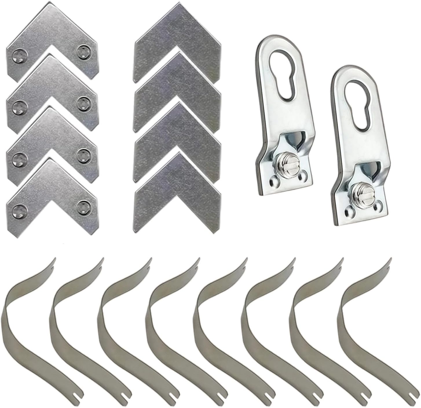 1Set Professional Hardware Kits Accessories Metal L Shaped Angle Bracket Flat Plate Fastener Metal Picture Photo Frame Corner Gasket Hanging Hangers Hooks Spring Clips for Home Decoration Painting