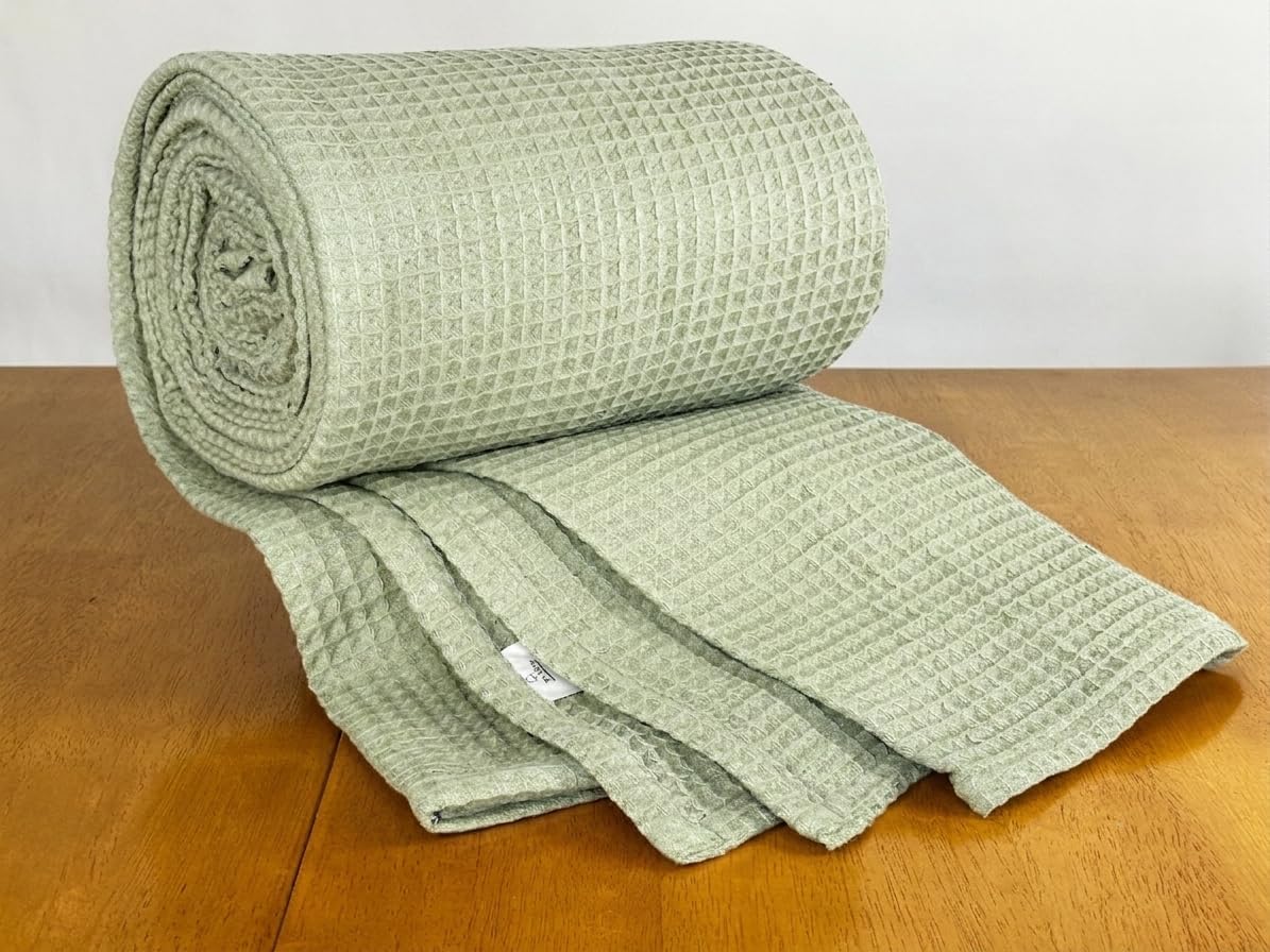 100% Cotton King Waffle Blanket (90 x 108 Inches, Ethereal Sage) | Ultra Soft Ringspun Longstaple Cotton, Thermal All-Season Breathable Weave, Lightweight & Super Low-Lint, Modern for Bedroom