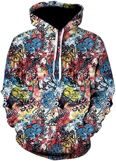 Sudadera con Capucha,suéter,Sudadera,Graffiti Fresco,Material de  poliéster,Manga Larga Suelta,Pareja,Estampado 3D HD,S-5XL,L: Amazon.es: Ropa